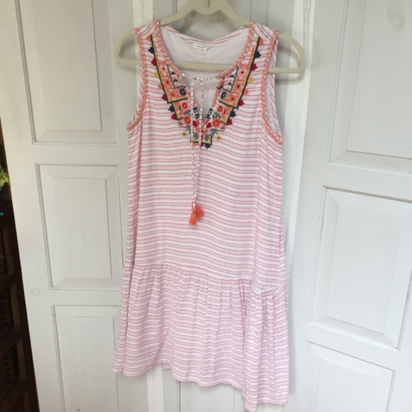 Beachlunchlounge Pink Linen Blend Striped Mini Dress - Picture 8 of 16
